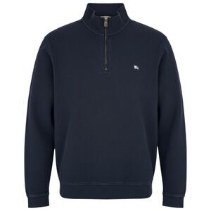 Burberry Men's Cotton Quarter Zip Pullover Sweatshirt Navy Blue XL